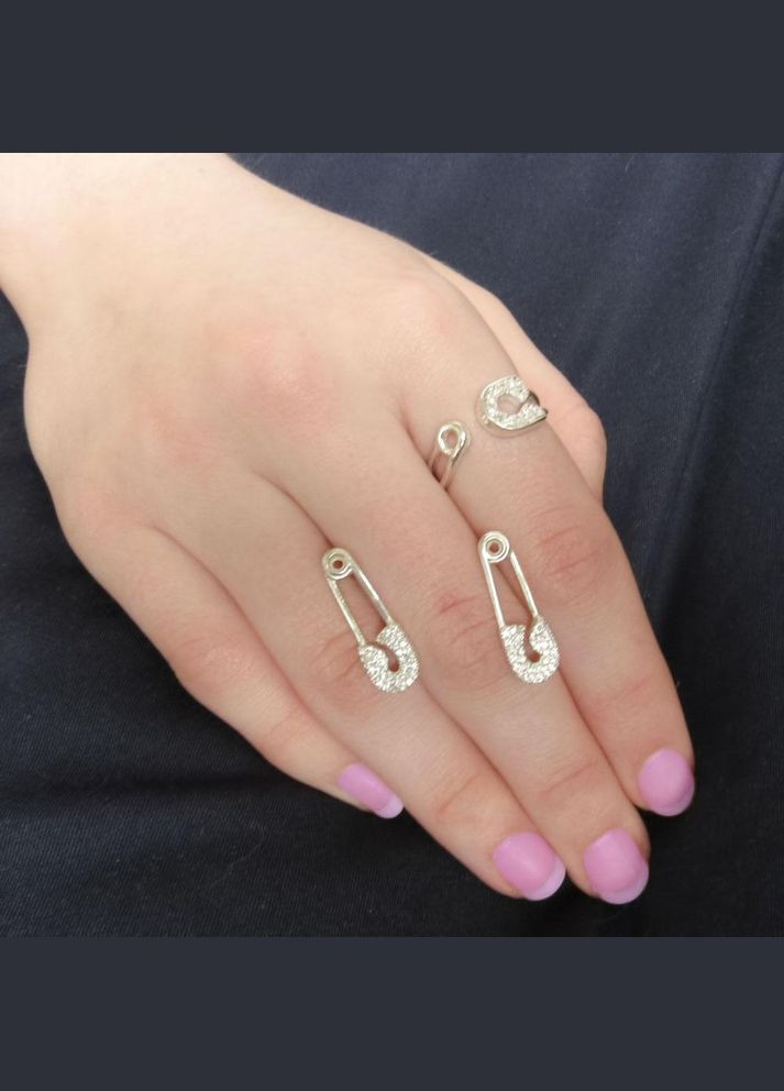 Срібна каблучка з фіанітами "Булавка" 18 No Brand (350667391)