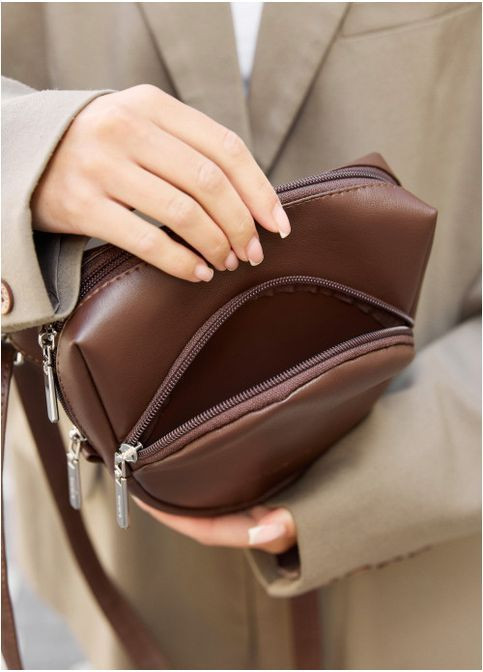 Женская сумка кроссбоди через плечо из экокожи Шоколадная (2922018520) Sambag (366091862)