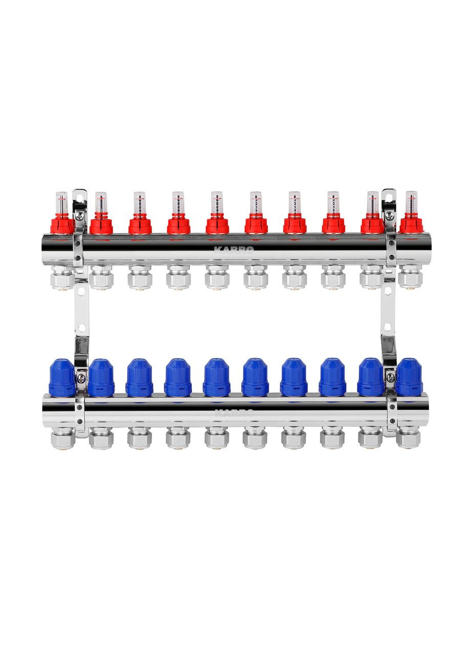 Коллектор в сборе на 10 выходов евроконус, хромированный KR-20160 Karro (332966918)
