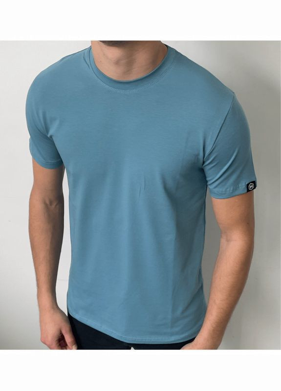 Світло-синя чоловіча однотонна футболка Hector