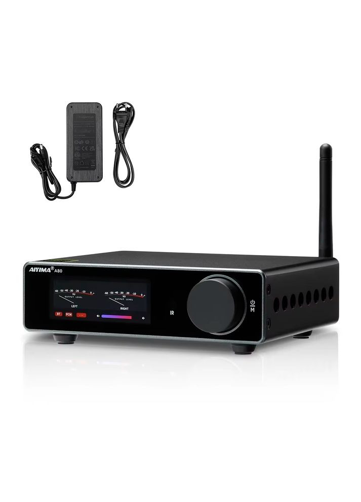 Усилитель звука A80 black+блок питания 48V. Bluetooth 5.1, AUX, 300Wx2 (TPA3255) AIYIMA (322768740)
