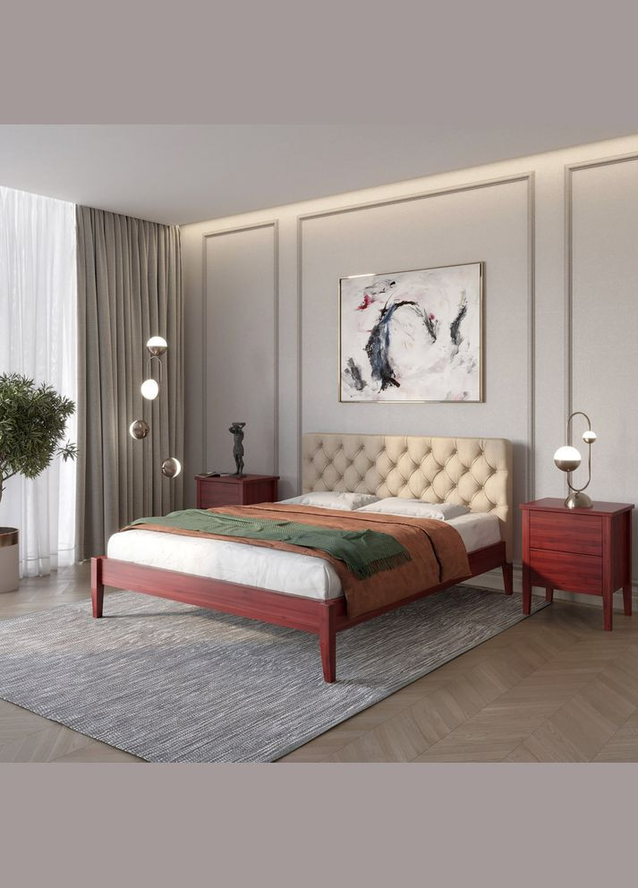 Односпальне дерев'яне ліжко Рим ДК /Аляска 23 (Бежевий) Б3 90х200 см (MBG-5065) Mebigrand (366087174)