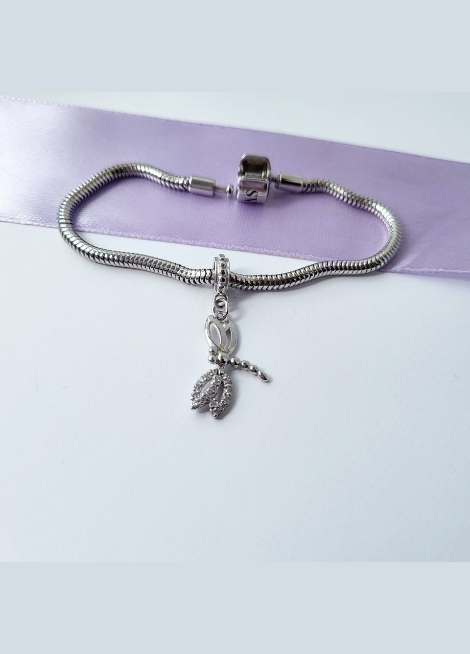 Серебряный шарм с подвеской Стрекоза серебро 925 проба Родированное 964р 1.60г No Brand (306742833)