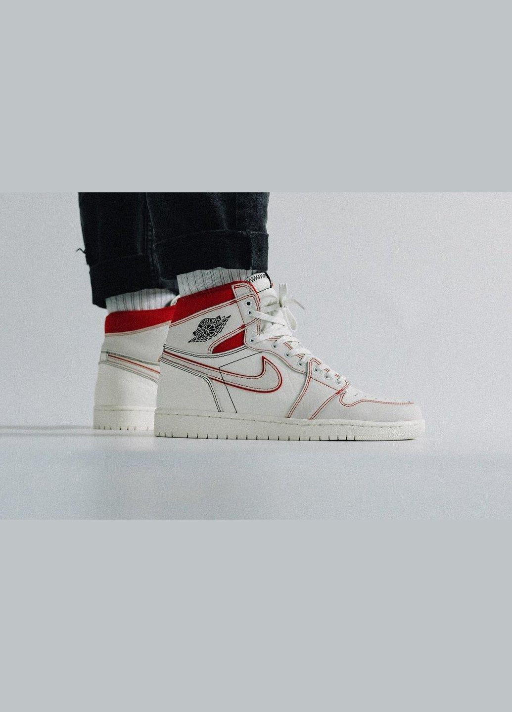 Красные всесезонные кроссовки air jordan 1 retro high phantom gym red — 555088-160 42 Nike