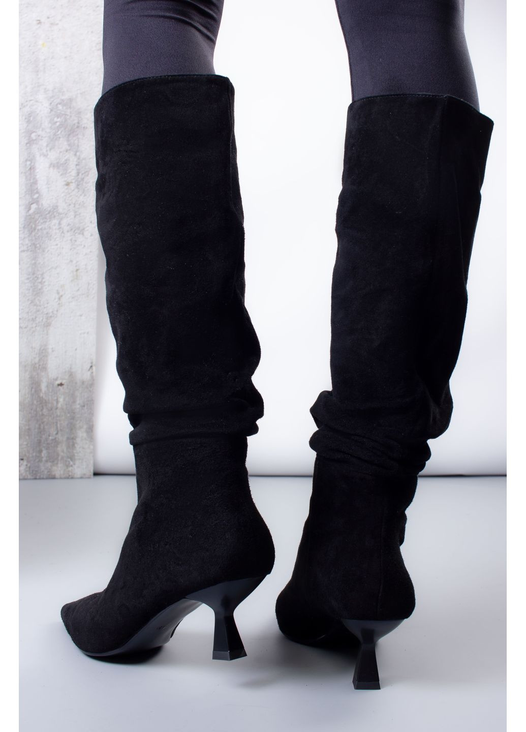 сапоги женские h301-2j-1 натуральная замша черные 346572 Where Uwear