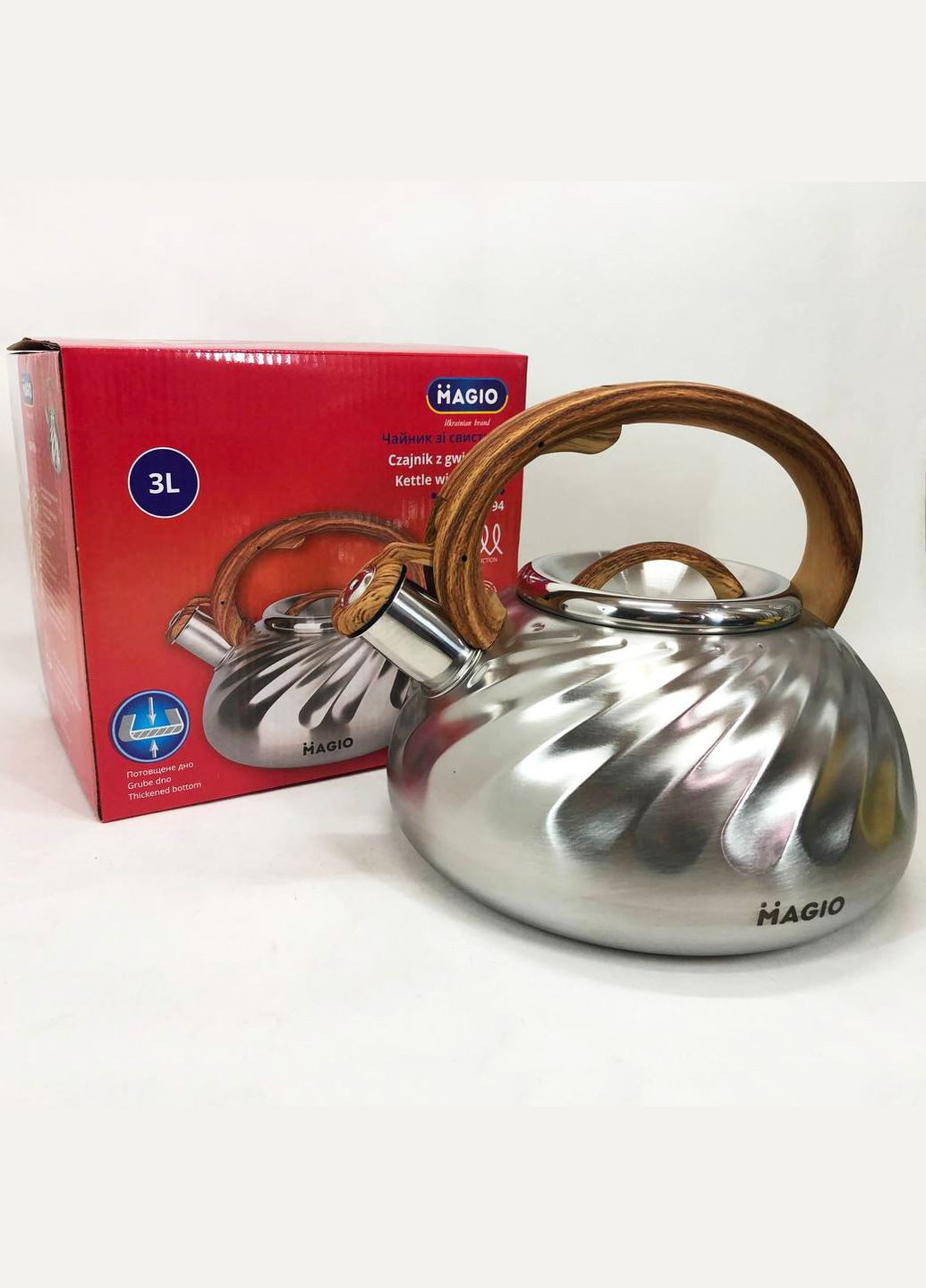 Чайник MG-1194 3 л со свистком, чайник со свистком для индукционной плиты, чайник газовый Magio (364664795)
