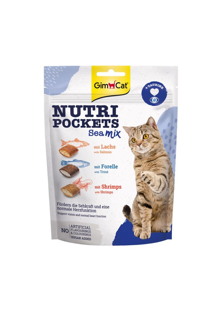 Лакомство витаминное Nutri Pockets Морской микс для кошек с лососем форелью и креветками 150 г GimCat (369931618)