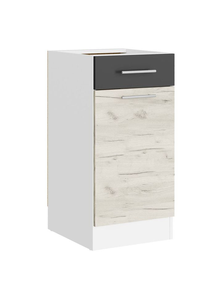 Кухонний модуль нижній з шухлядою Еко 400 дуб крафт білий/графіт/білий (без стільниці) 40х46х82 см (DTM-071030) Еверест (346532949)