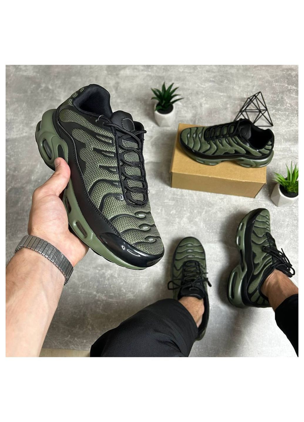 Оливковые (хаки) демисезонные кроссовки мужские Stilli TN