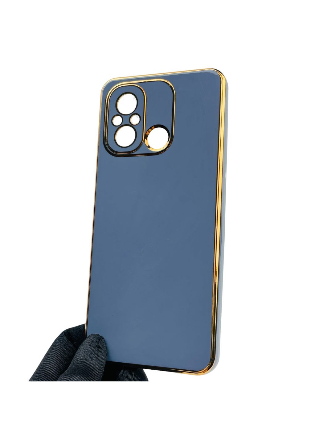 Чехол для Redmi 11A глянцевый с золотой окантовкой с защитой камеры на сяоми редми 11а синий Xiaomi (366020490)