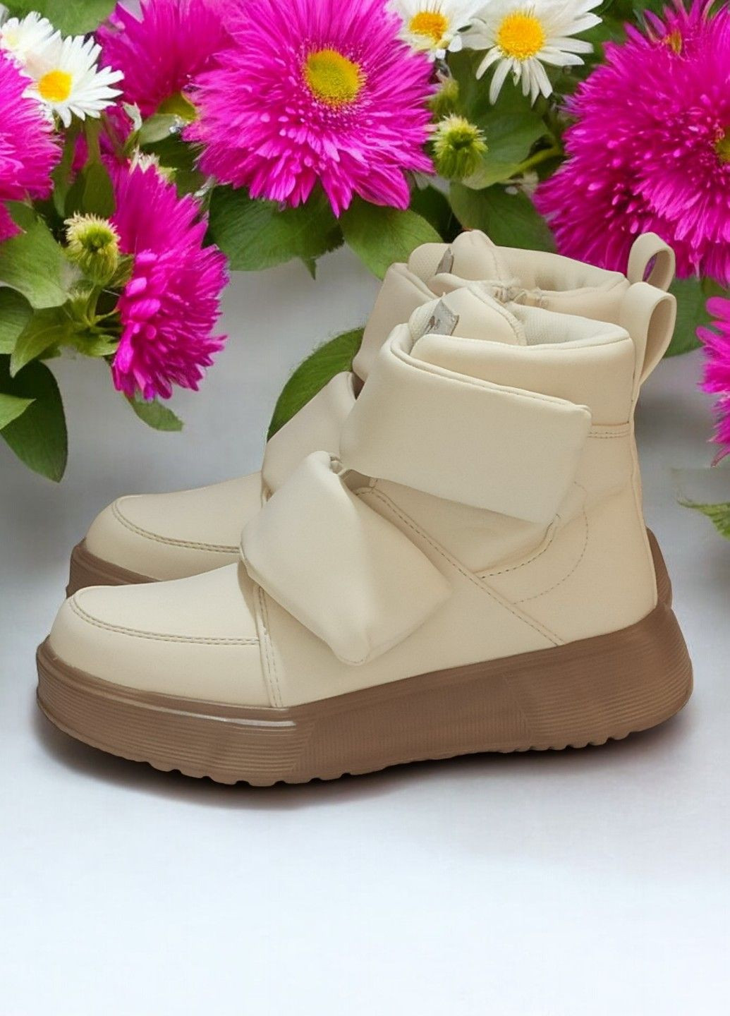 Демісезонні черевики хайтопи утеплені для дівчинки на липучках 512 бежеві Clibee (301940112)