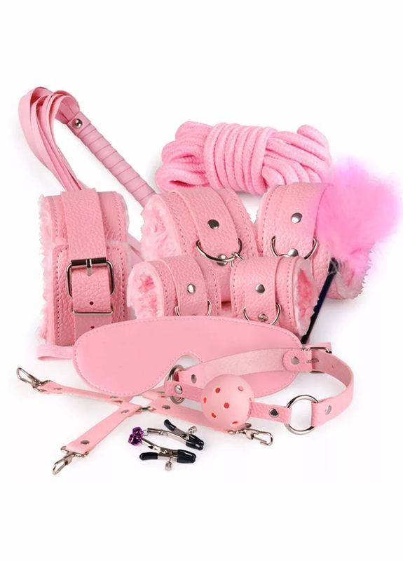 Еротичний набір БДСМ аксесуарів для садо-мазо 10 предметів Червоний No Brand (340914674)