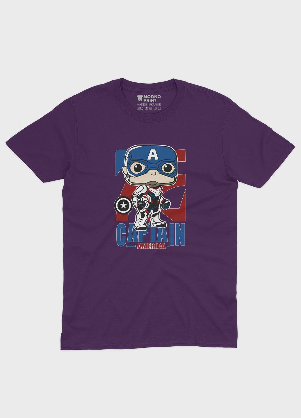 Фіолетова демісезонна футболка для хлопчика з принтом супергероя - капітан америка (ts001-1-dby-006-022-007-b) Modno