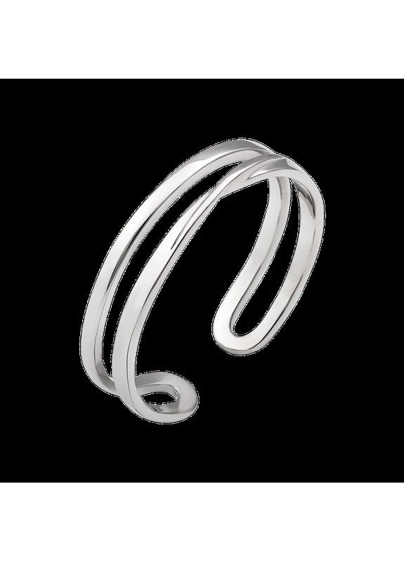 Срібна каблучка незамкнена легка подвійна форма без камінців No Brand (333705897)