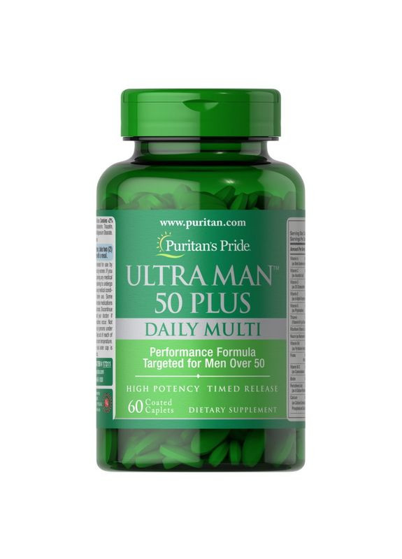 Витамины и минералы Ultra Vita Man 50 Plus, 60 каплет Puritans Pride (361035547)