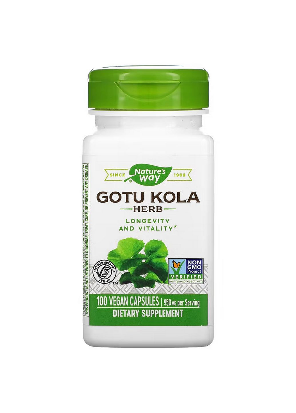 Натуральна добавка Gotu Kola Herb 950 mg, 100 вегакапсул Nature's Way (293480989)