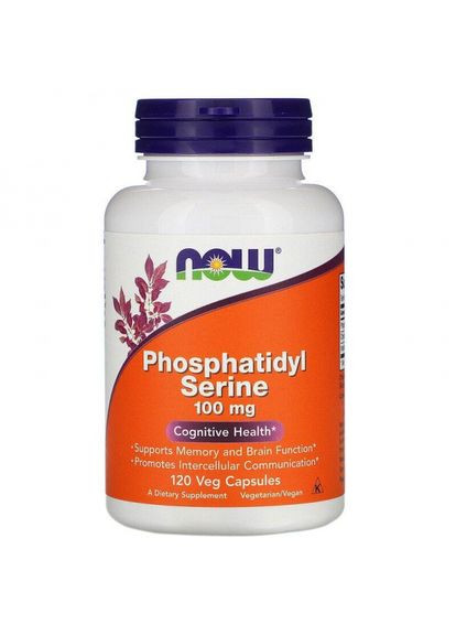 Фосфатидилсерин (Phosphatidyl Serine),, 100 мг, 120 капсул (NOW02381) Now Foods (266265508)