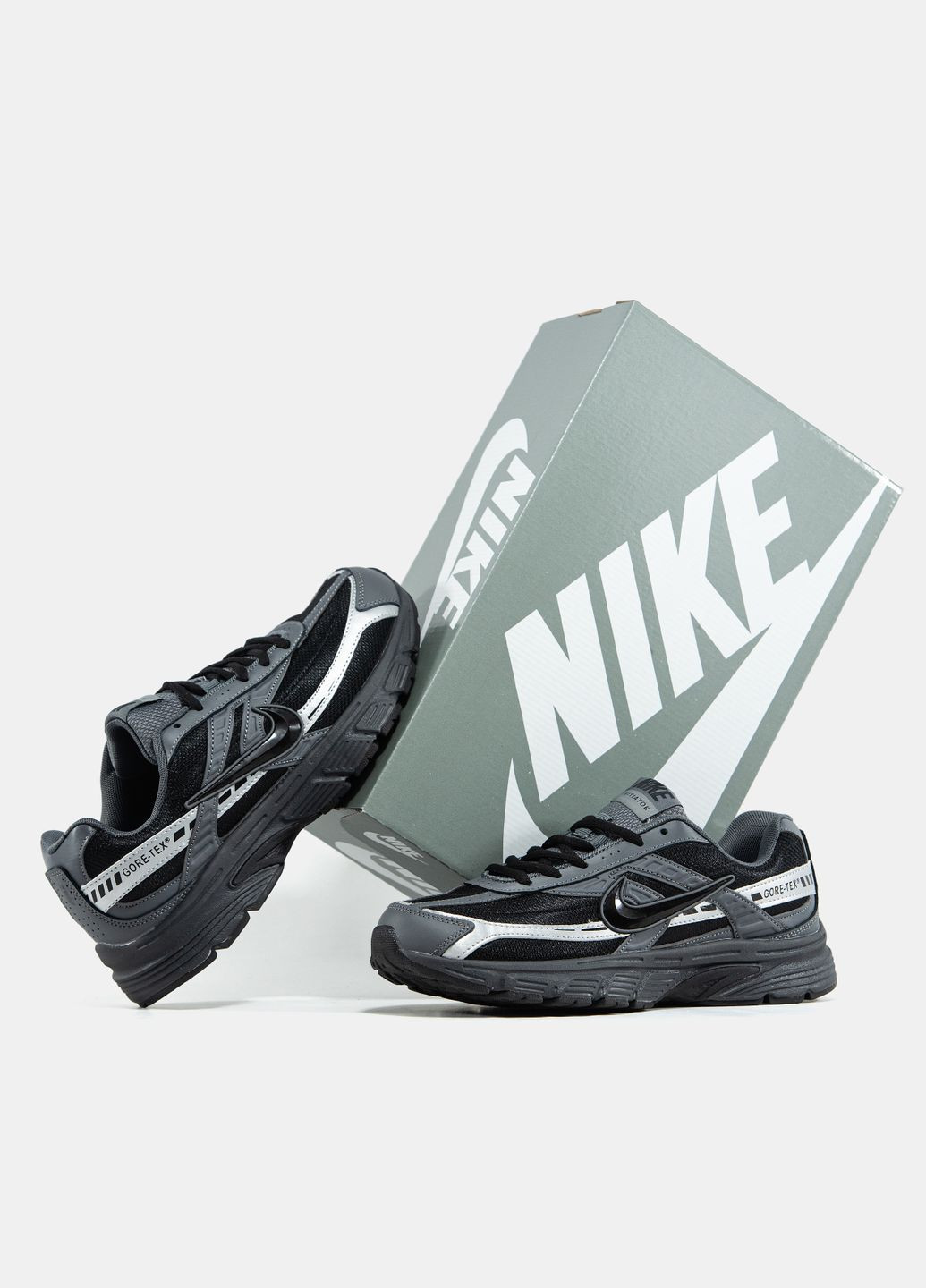 Темно-сірі Осінні кросівки чоловічі nike initiator gore-tex grey black | найк інітіатор гор-текс темно-сірі No Brand