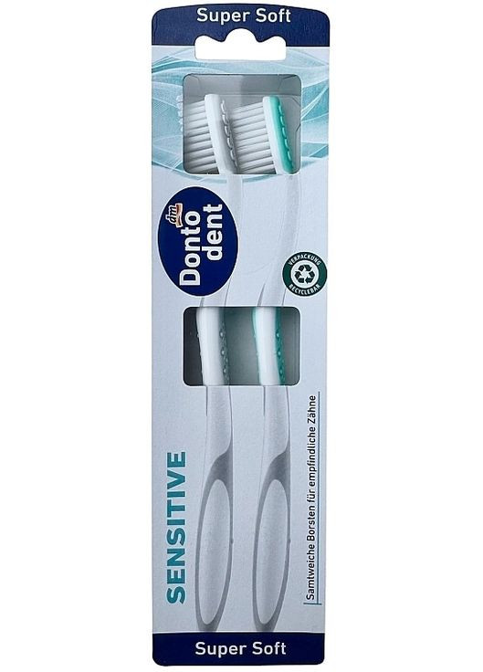 Зубні щітки ультрам'які, біла + бірюзова, 2 шт Sensitive Super Soft 2шт (1451917-31393696) Dontodent (368646161)