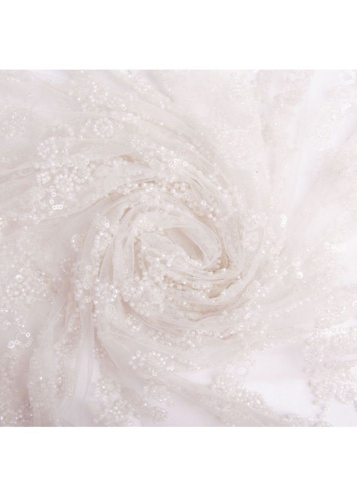 Ткань гипюр бисер, нарядная ткань, ткань для вечерних платьев, блестящая ткань белая IDEIA (373004816)