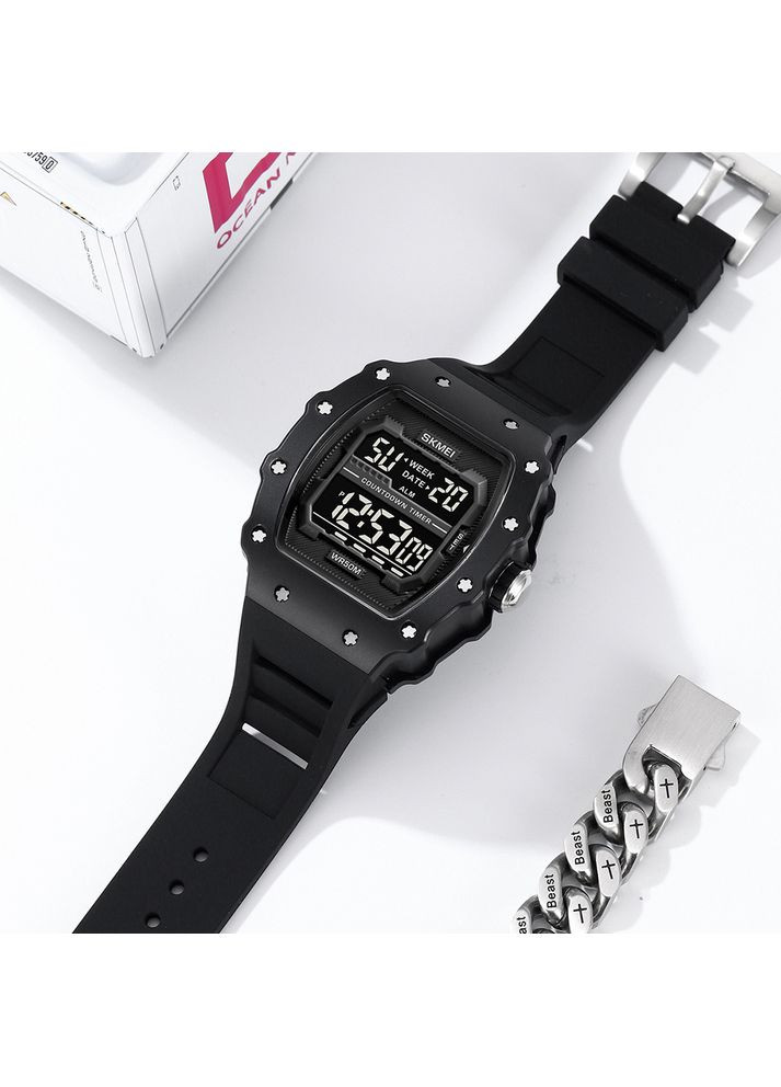 Годинники Matte Black електронні чоловічі з будильником та секундоміром спортивні для повсякденного носіння ProDobro (367264630)