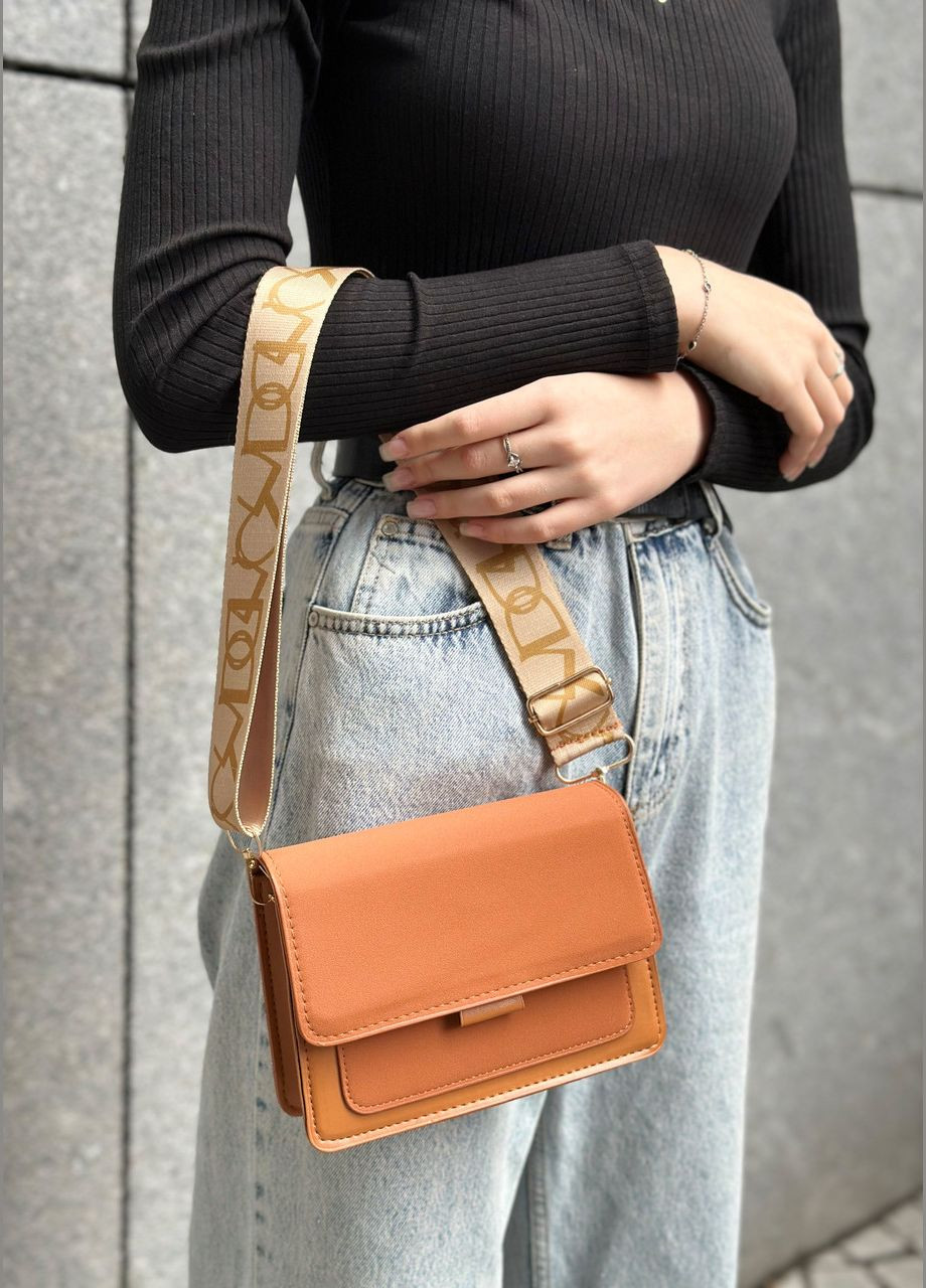 Женская классическая сумка 6428 кросс-боди замшевая рыжая коричневая No Brand (306709600)