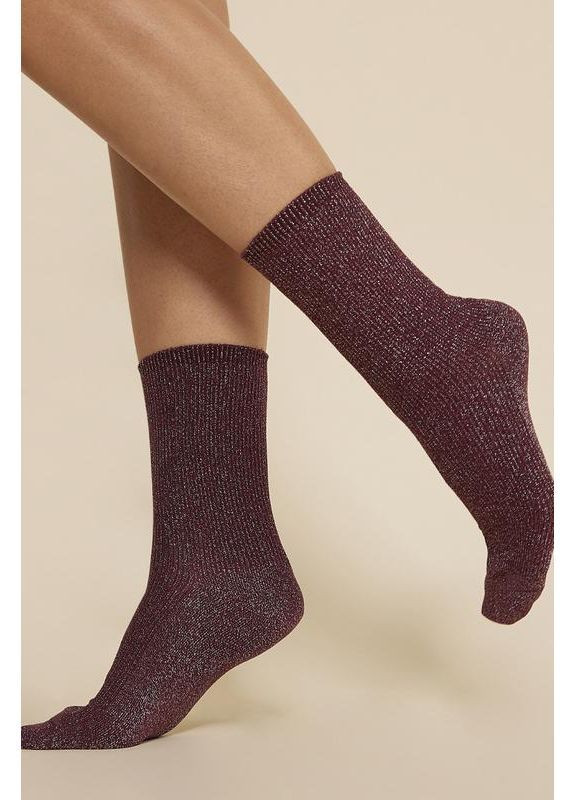 Бордовые женские носки с люрексом Gabriella однотонные (363256443)