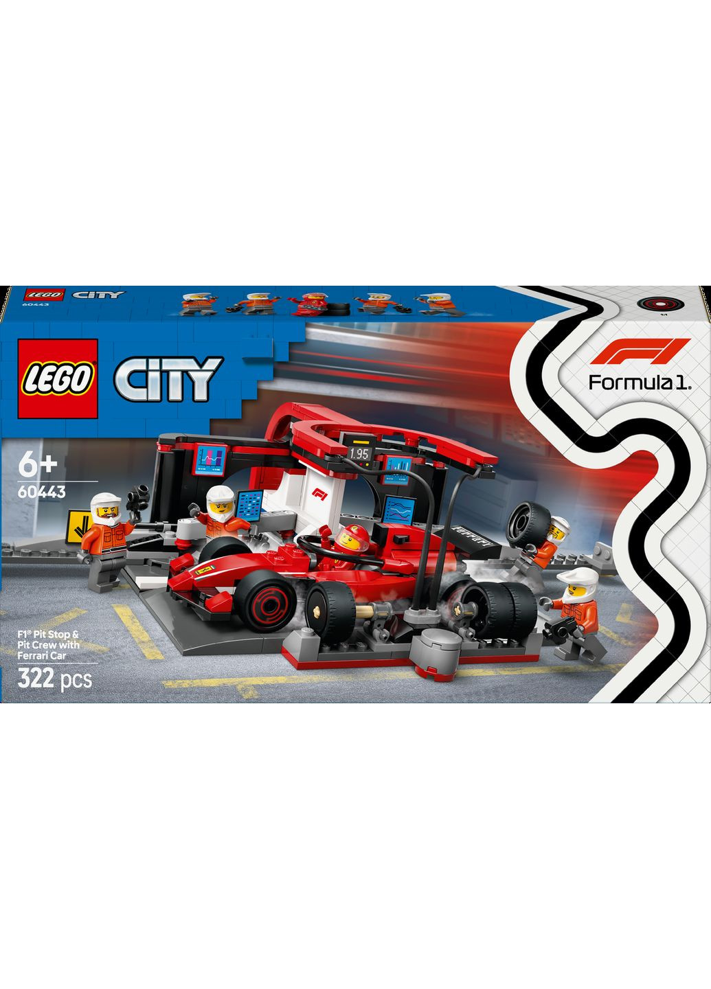 Конструктор Лего Сити Пит-стоп F1 с болидом Ferrari City Ferrari 60443 Lego (372012639)