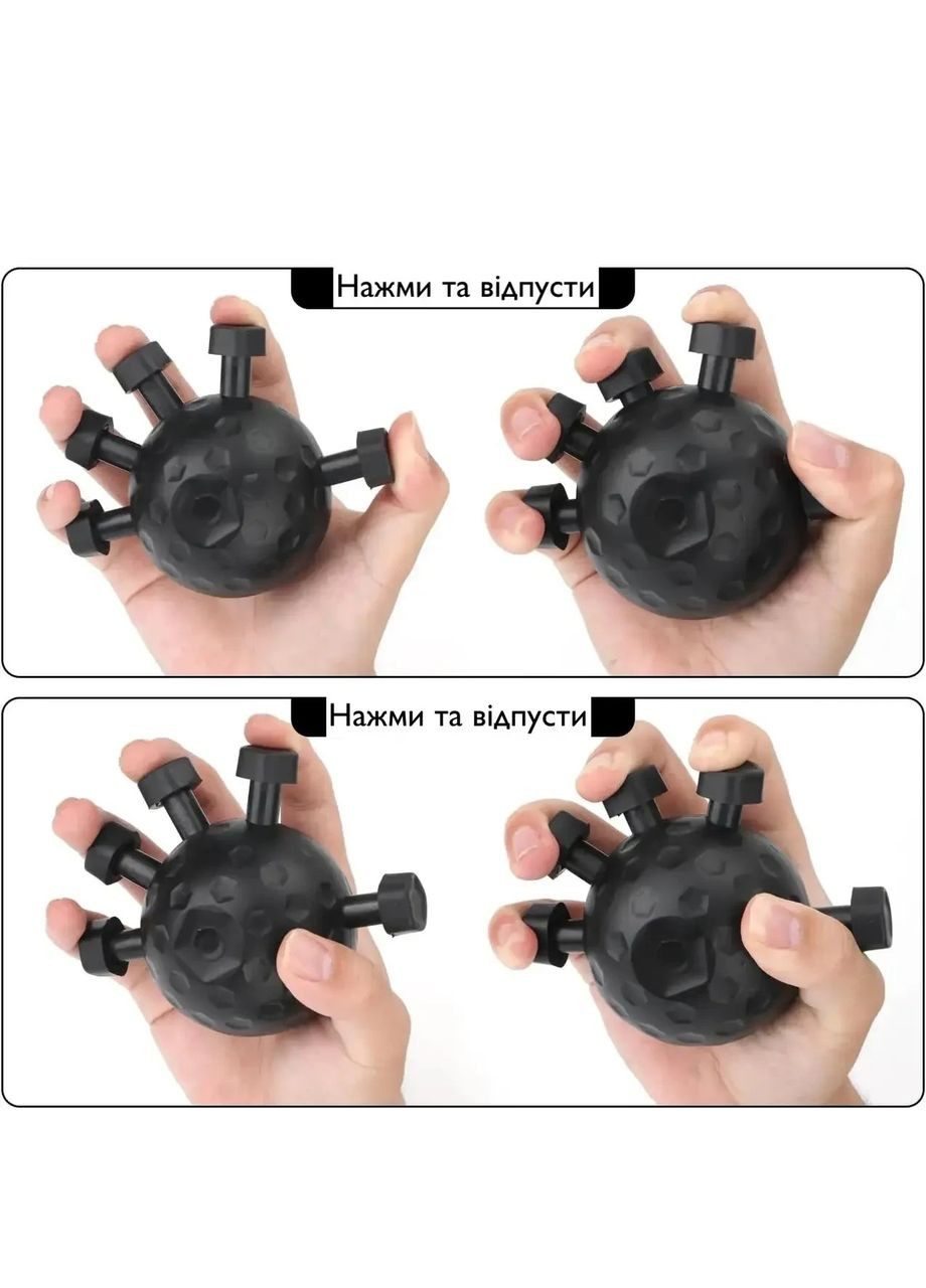 Эспандер для пальцев с двумя уровнями погрузки 20 -45 кг из силикона и металла размер 12×9.5×7 см Черный (433372А) Good Idea (352061151)