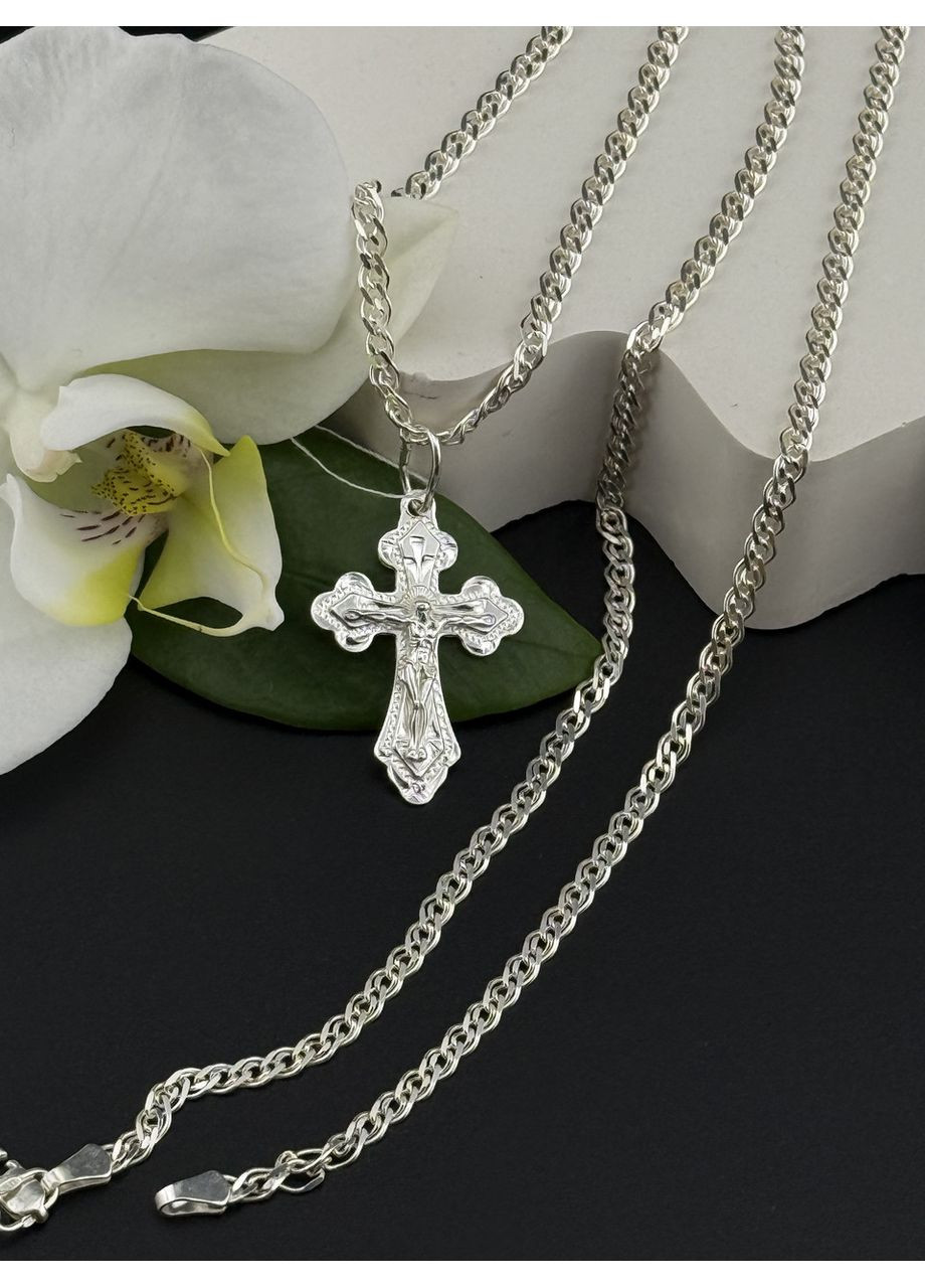 Ланцюжок та хрестик для жінки в сріблі 45 No Brand (323214568)