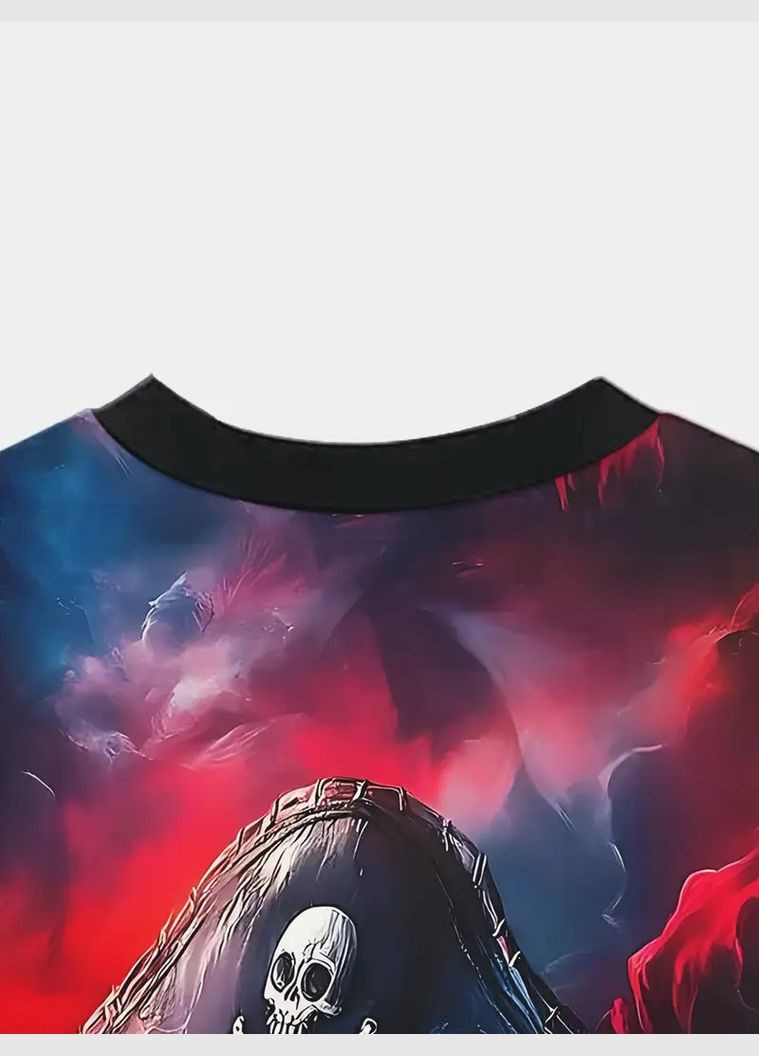 Комбинированная футболка мужская 3d принт череп капитана пиратов в огне термо дышащая летняя xl 54 No Brand