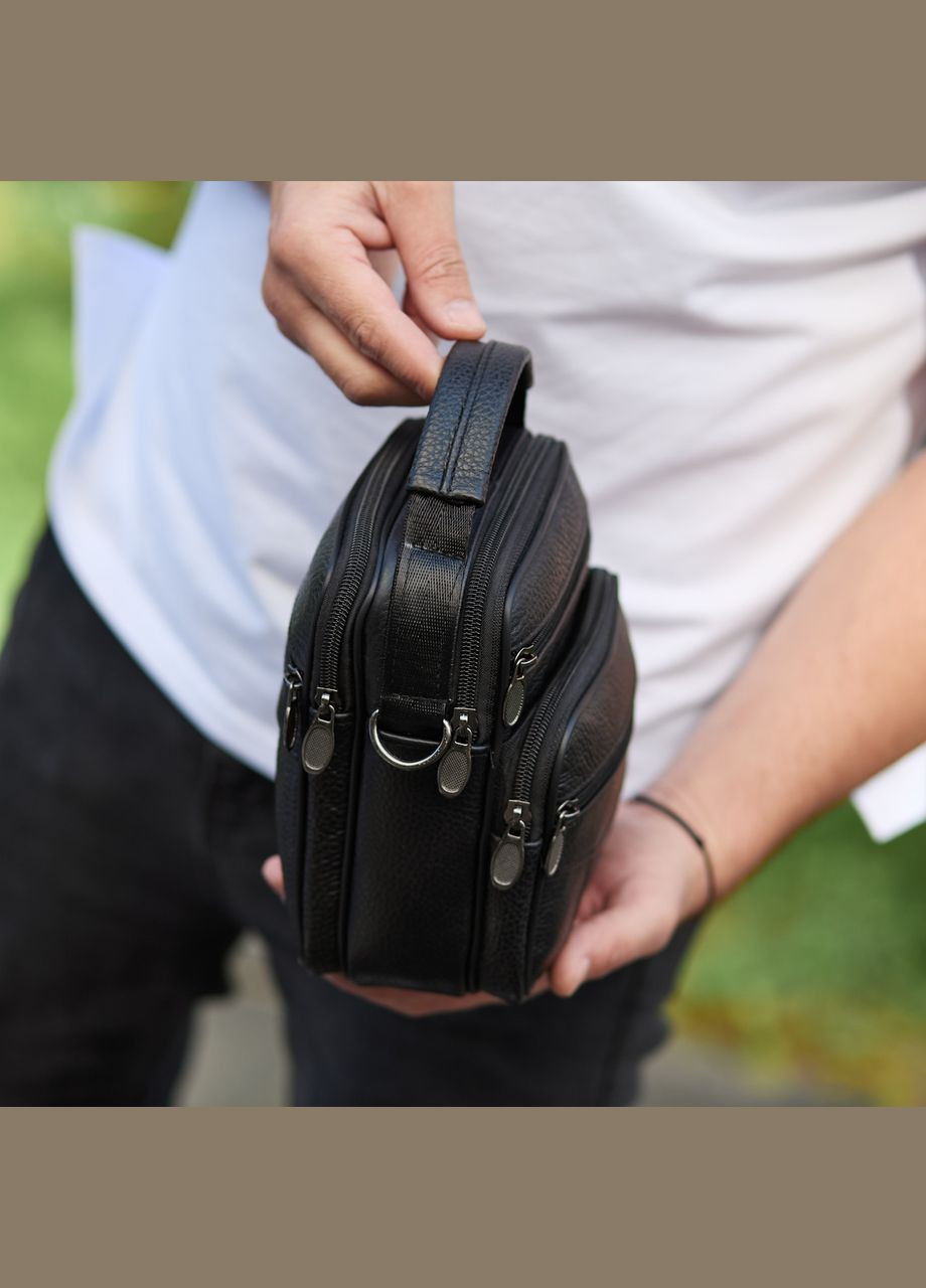 Чоловіча сумка-барсетка шкіряна чорна 32051 Tiding Bag (341309406)