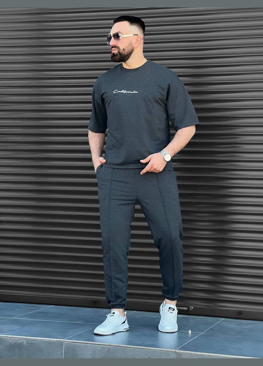 Графитовый летний котюм весна/лето качественная двонтика и пошив No Brand