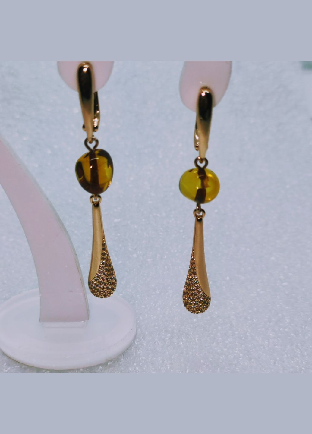 Сережки 3169 з натурального бурштину відтінок коньячний MINOV (316322751)