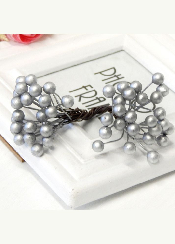 Штучні ягоди Калина, 8 мм, пучок, срібло, 50 шт No Brand (341731519)