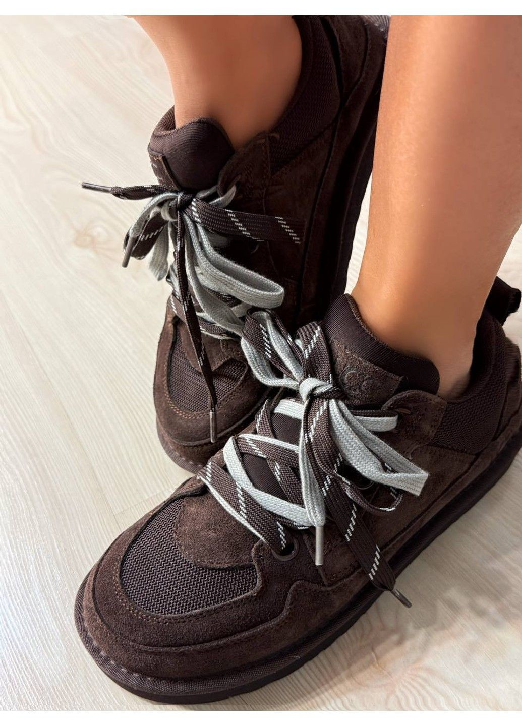 Кросівки жіночі 1517-6 замшеві з подвійною шнурівкою уггі коричневі Hengji коричневі всесезони (340765944)