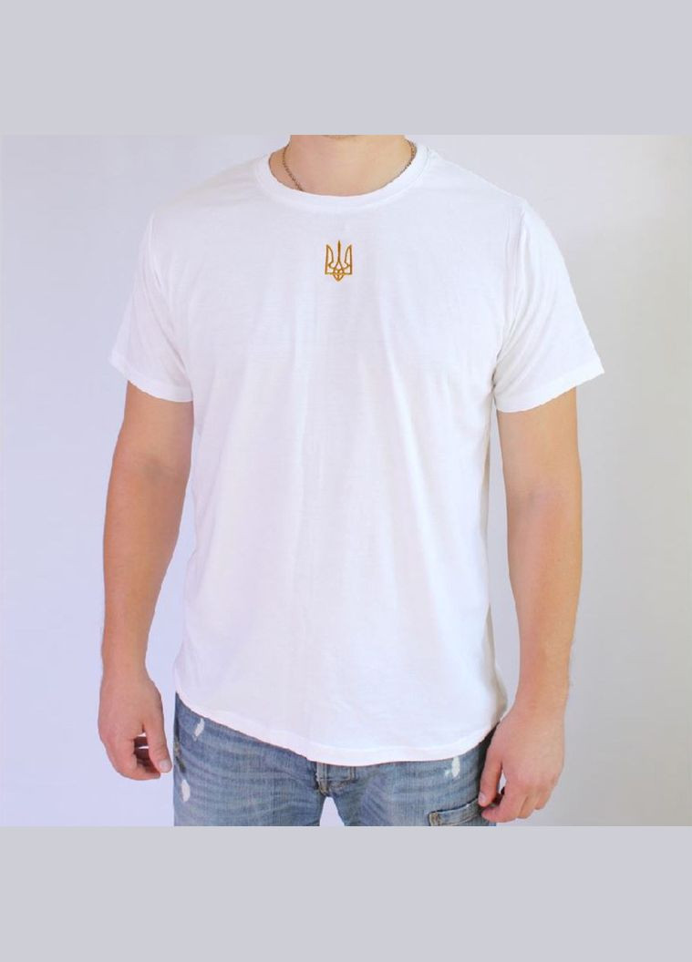 Чёрная черная футболка с трезубцем на груди как у президента, модная мужская футболка с трезубцем патриотическая, 54 хлопок (299924948)