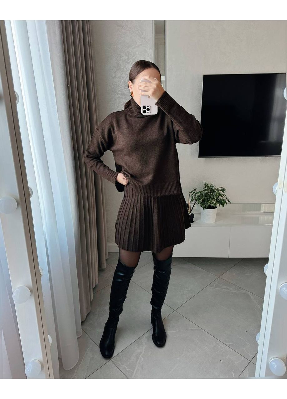 Стильный турецкий костюм (свитер оверсайз + юбка-трапеция) ✨ ЗАМЕР В ОПИСАНИИ Vione (370285265)