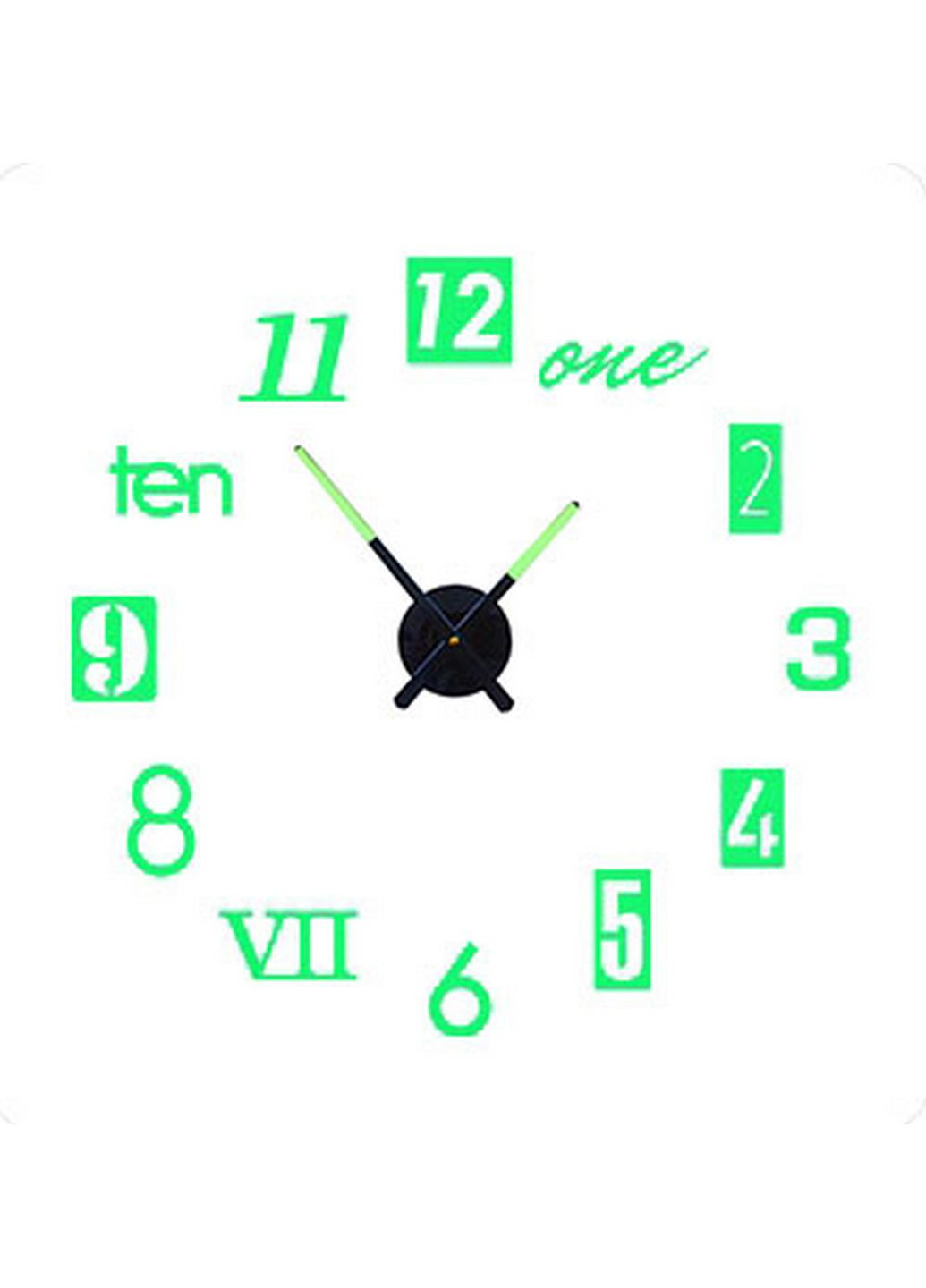 Настенные объемные 3D часы большие 90см светящиеся в темноте с цифрами цвет салатовый сделай сам No Brand 6442 (295064771)