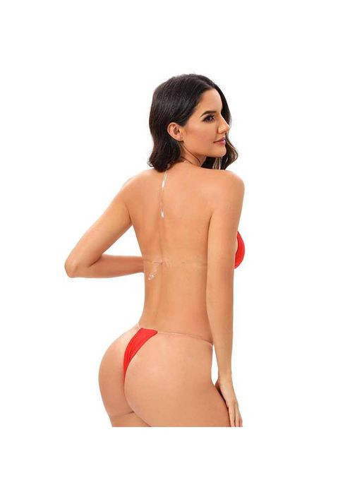Красный летний сексуальный купальник бикини на силиконовых бретелях xs-s красный No Brand
