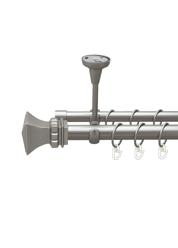 Карниз Эмпория металлический двухрядный открытый к потолку гладкая труба Сатин 25\19 мм 160 см (00-00023896) ORVIT (300847083)
