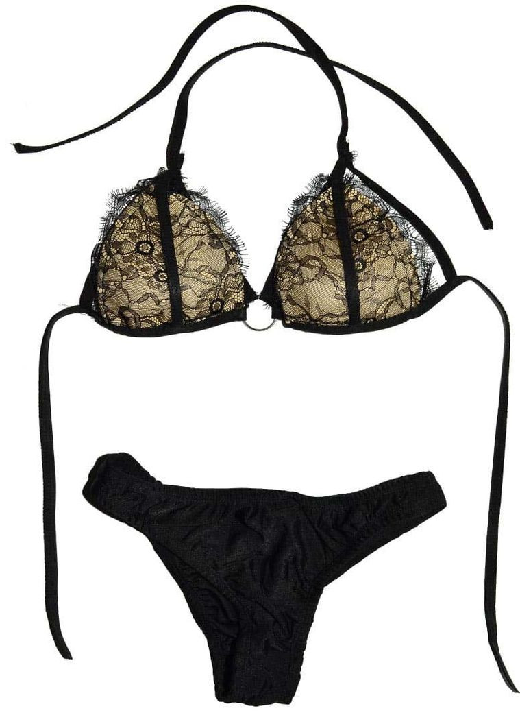 Черный демисезонный сексуальный соблазнительный эротический комплект – эротическое бельё Langsha