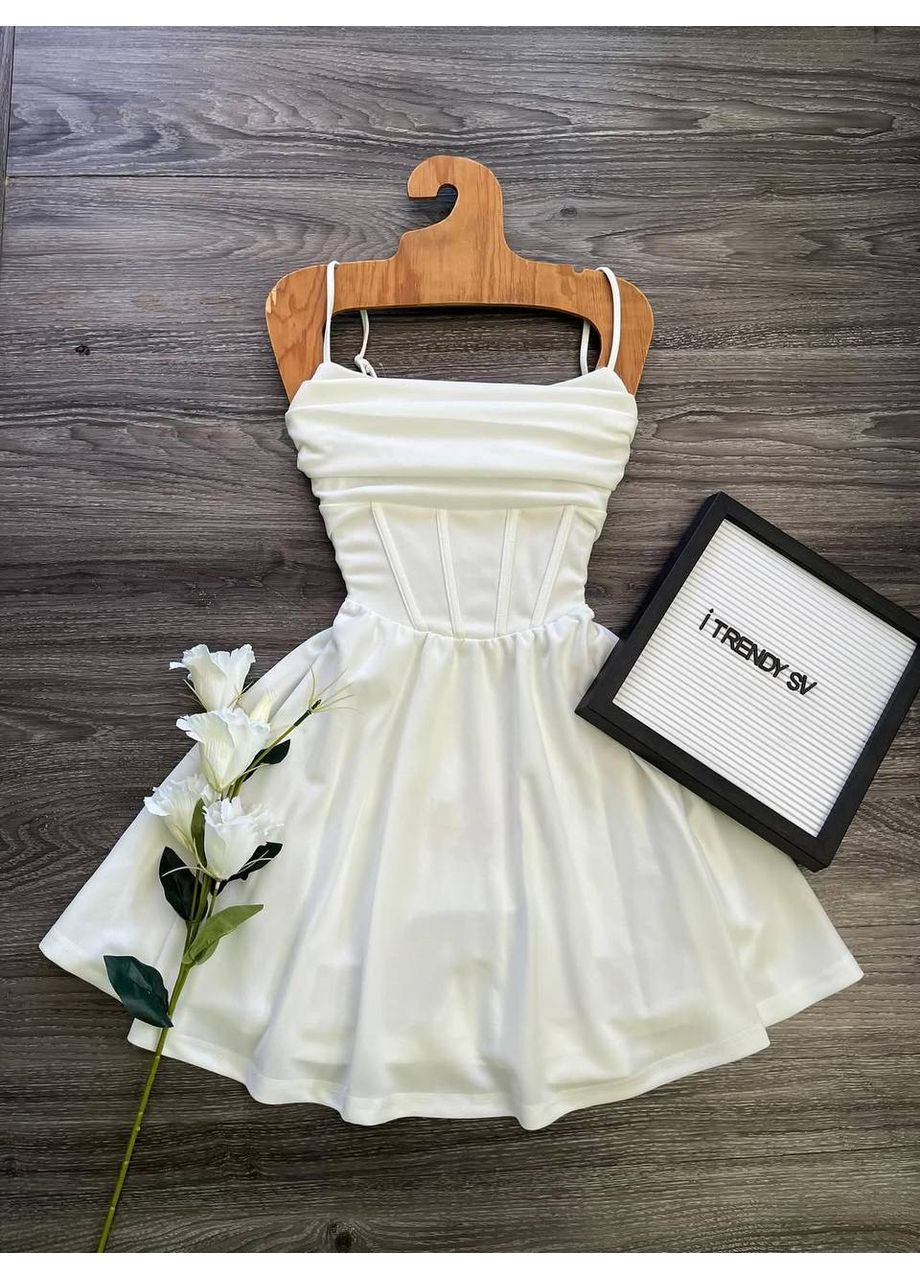 Молочна святковий, коктейльна, повсякденний, вечірня, кежуал жіноча сукня кльош No Brand однотонна