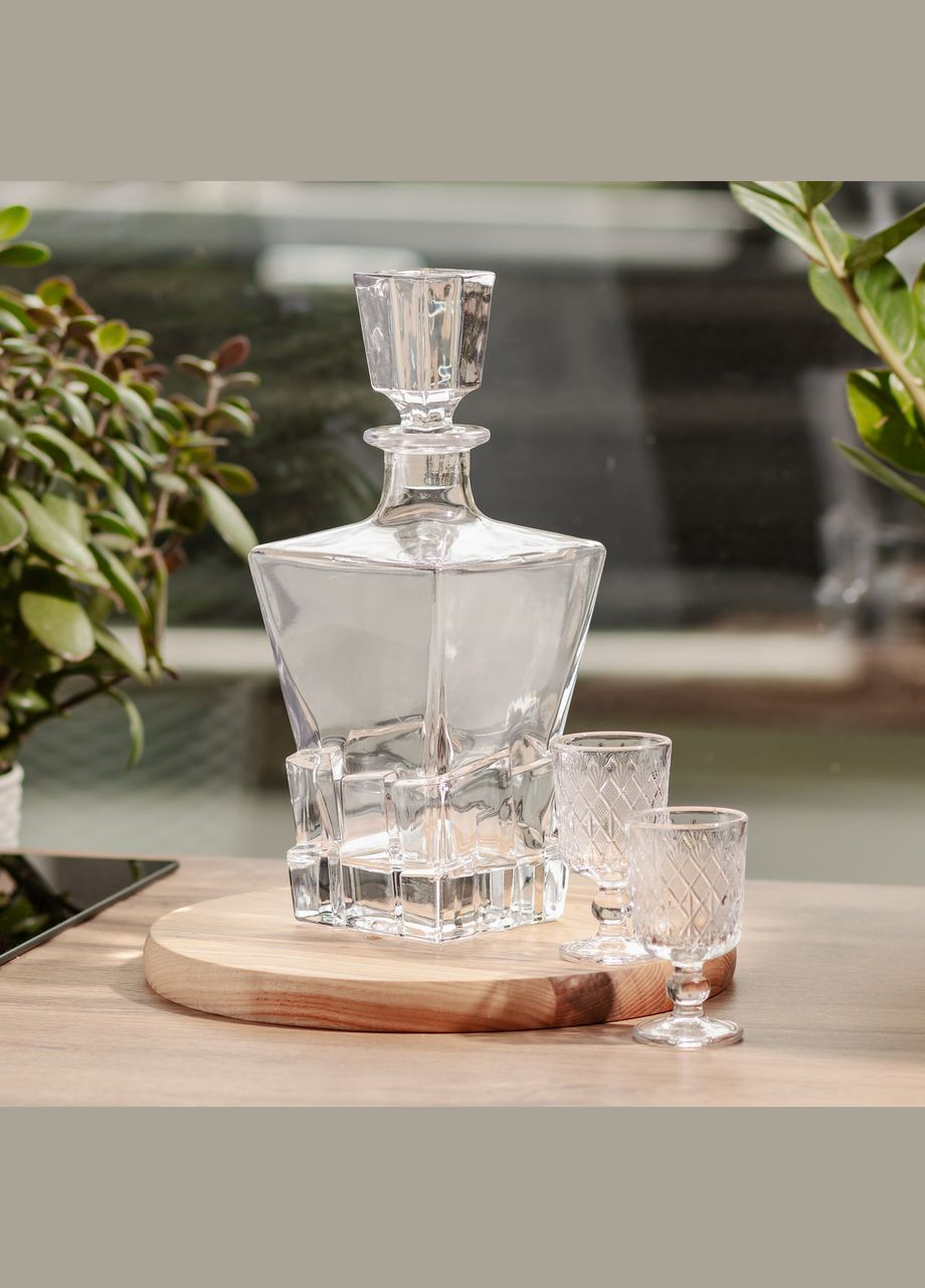 Декантер для виски 1 литр стеклянный под виски 11×11×28 см г с пробкой HP-19-32 Yiwu (353502993)