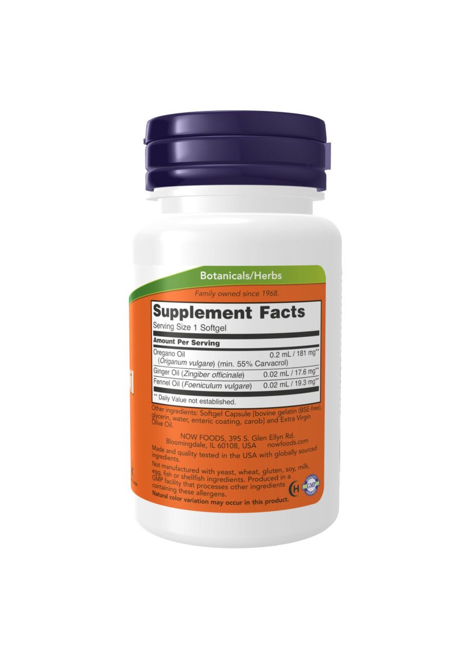 Oregano Oil Enteric - 90 sgels Now Foods (369398928)