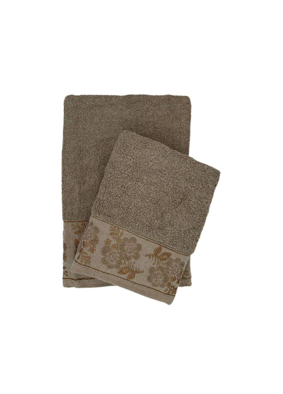 Набор махровых полотенец для лица 90х50 см и тела 140х70 см BO121 Ananasko коричневый