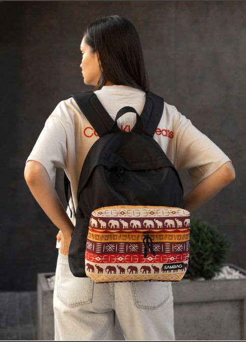 Женский рюкзак Active черный с принтом "Africa" Sambag (302519108)