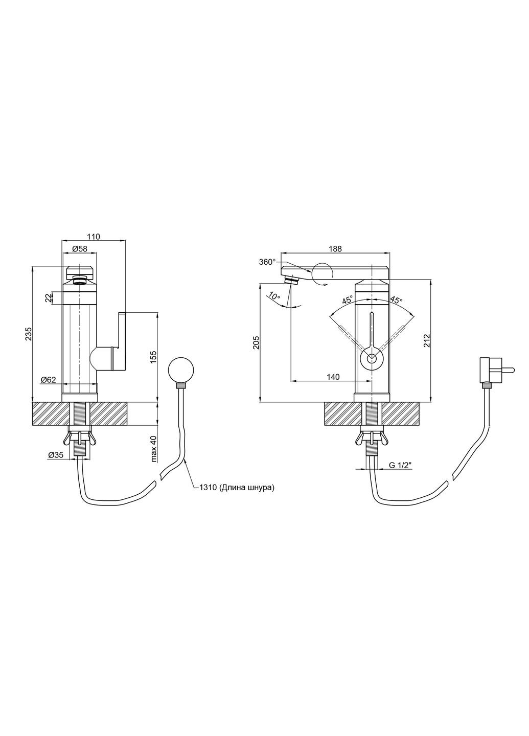 Проточний кран-водонагрівач кухонний для кухні Warm 061 LDWAR061WCR35431 White / Chrome LIDZ 00 061 (346492266)