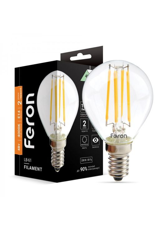 Светодиодная лампа LB-61 4W E14 4000K (25579) Feron (305755138)
