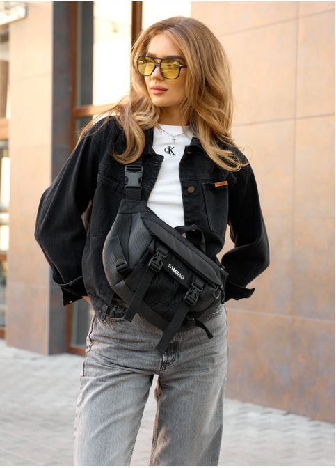 Сумка жіноча через плече для бананка планшета на пояс DynamicDart чорна Sambag (302008258)